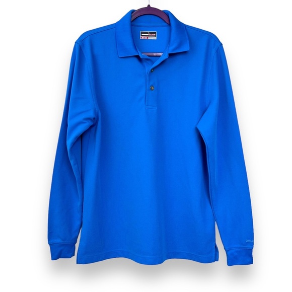 Grand Slam Performance Long Sleeve Collared Shirt Mens Medium Blue 1/4 button up - Picture 1 of 7